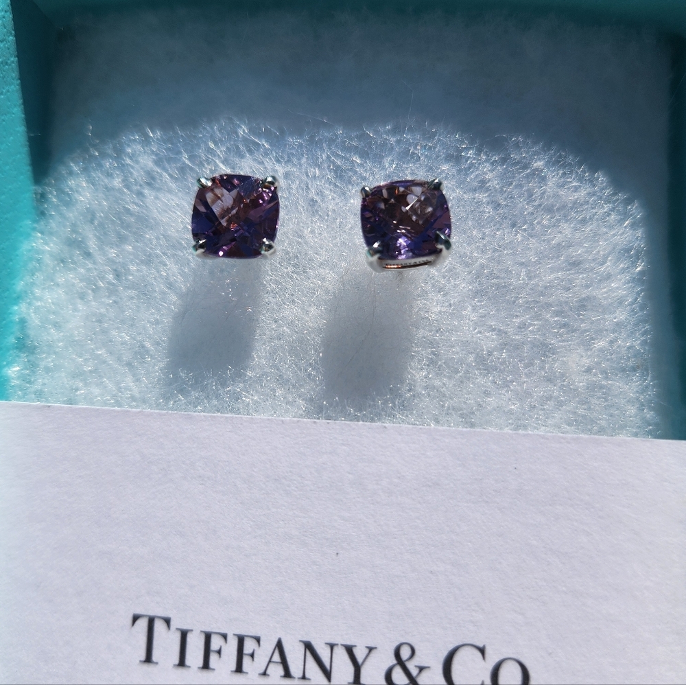 Tiffany & Co. Faceted Lavender Amethyst Stud Earrings - Picture 7 of 9